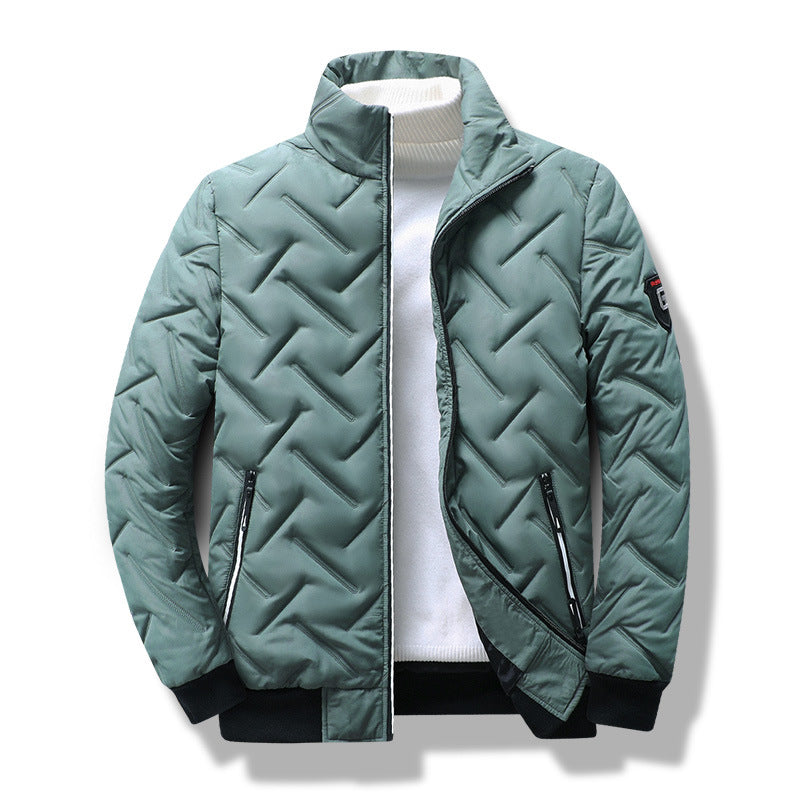 Men's quilted jacket – Slim fit – Stand-up collar – Zipped pockets – Ribbed finish
