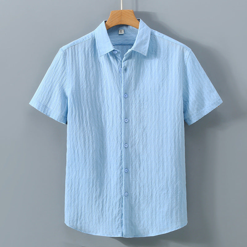 Chemise homme boutonnée – Coupe décontractée – Manches courtes – Tissu texturé respirant