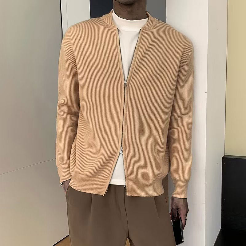 Gilet homme – Maille côtelée douce – Coupe décontractée – Fermeture zippée double