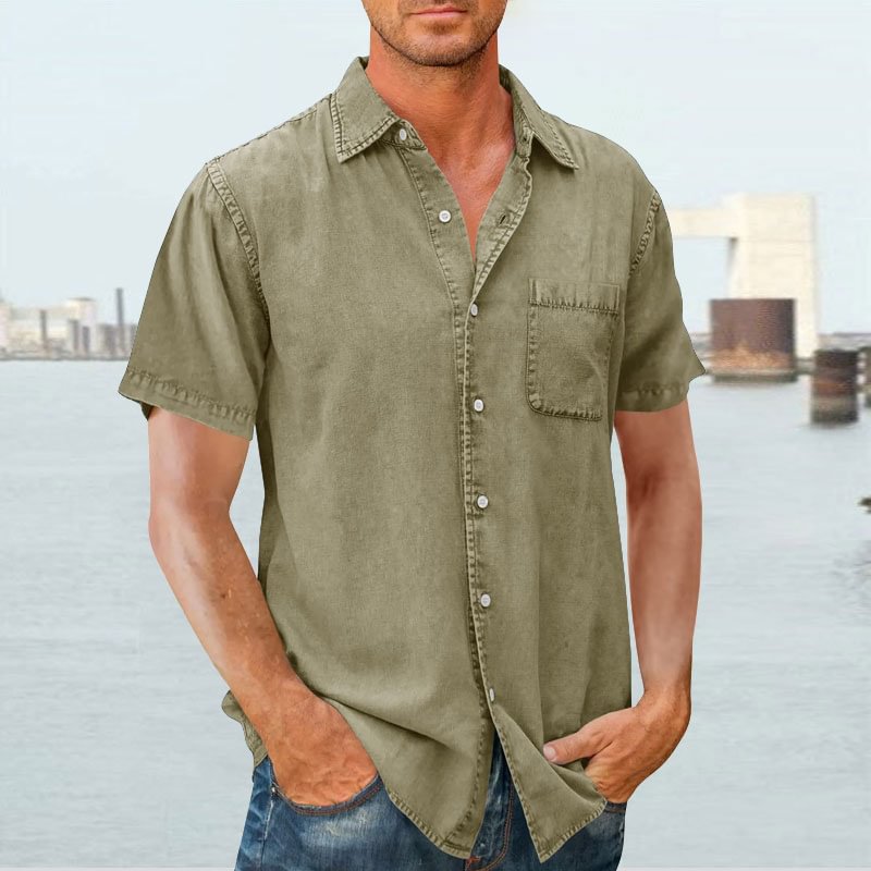 Chemise homme manches courtes – Coupe décontractée – Tissu respirant – Col classique