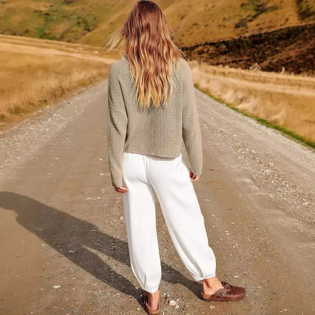 Ensemble Deux Pièces Femme – Maille Douce – Coupe Décontractée – Pantalon Large