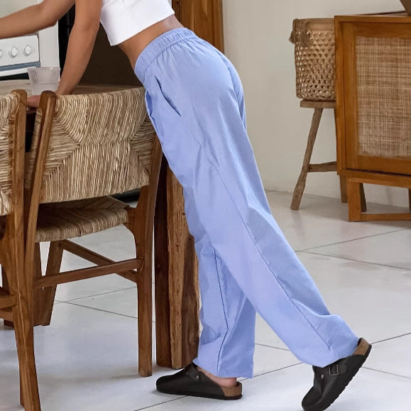 Wide women's pants – High waist – Breathable fabric – Elegant flowing cut