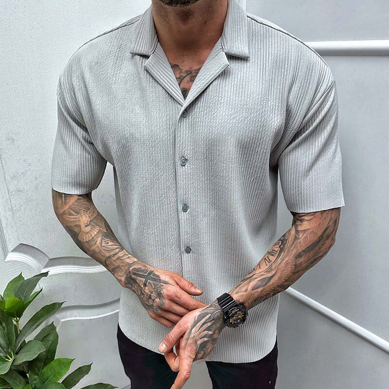 Men's short-sleeve shirt – Straight cut – Breathable fabric – Classic collar