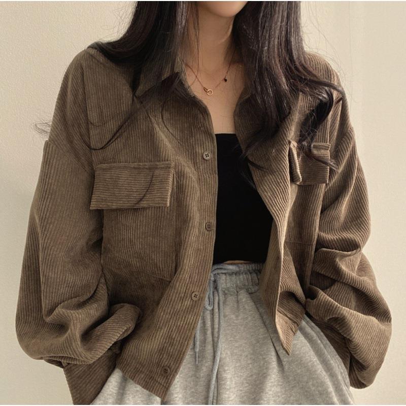 Veste chemise femme – Coupe oversize – Manches longues – Boutonnée