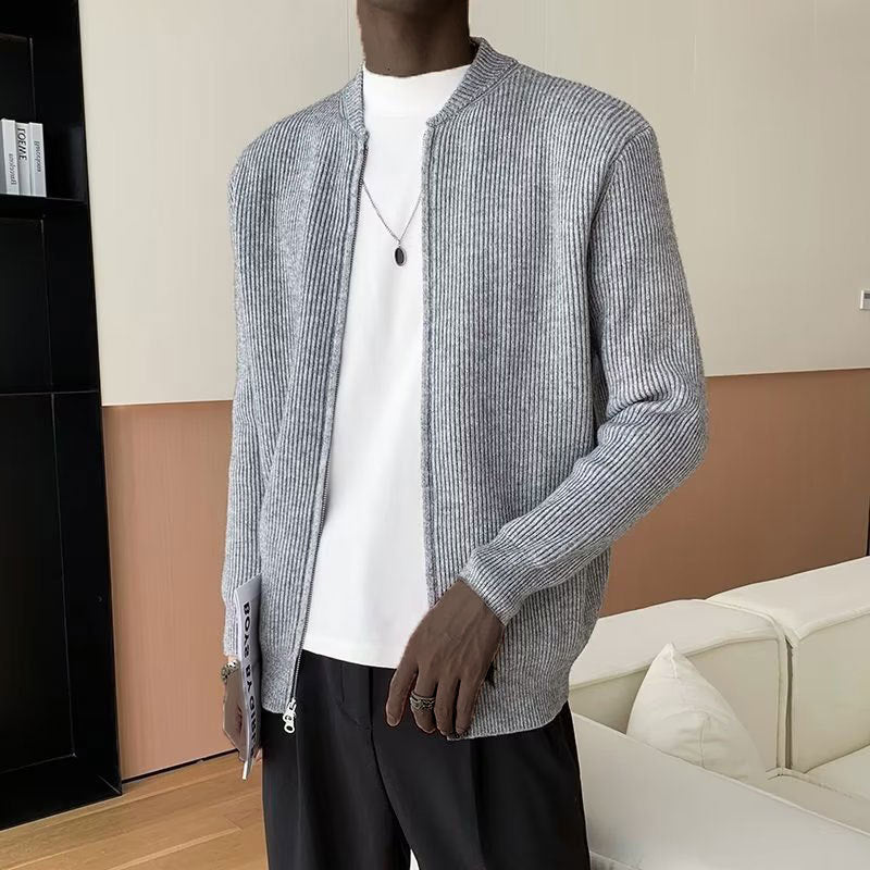Gilet homme – Maille côtelée douce – Coupe décontractée – Fermeture zippée double