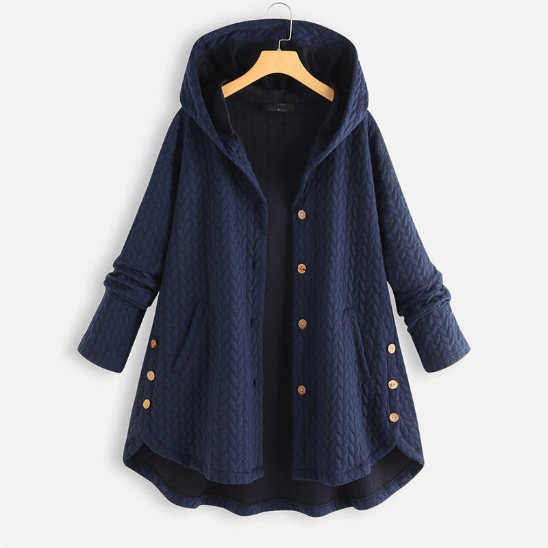 Women's Coat - Quilted fabric - Hood - Mid-thigh length - Relaxed fit