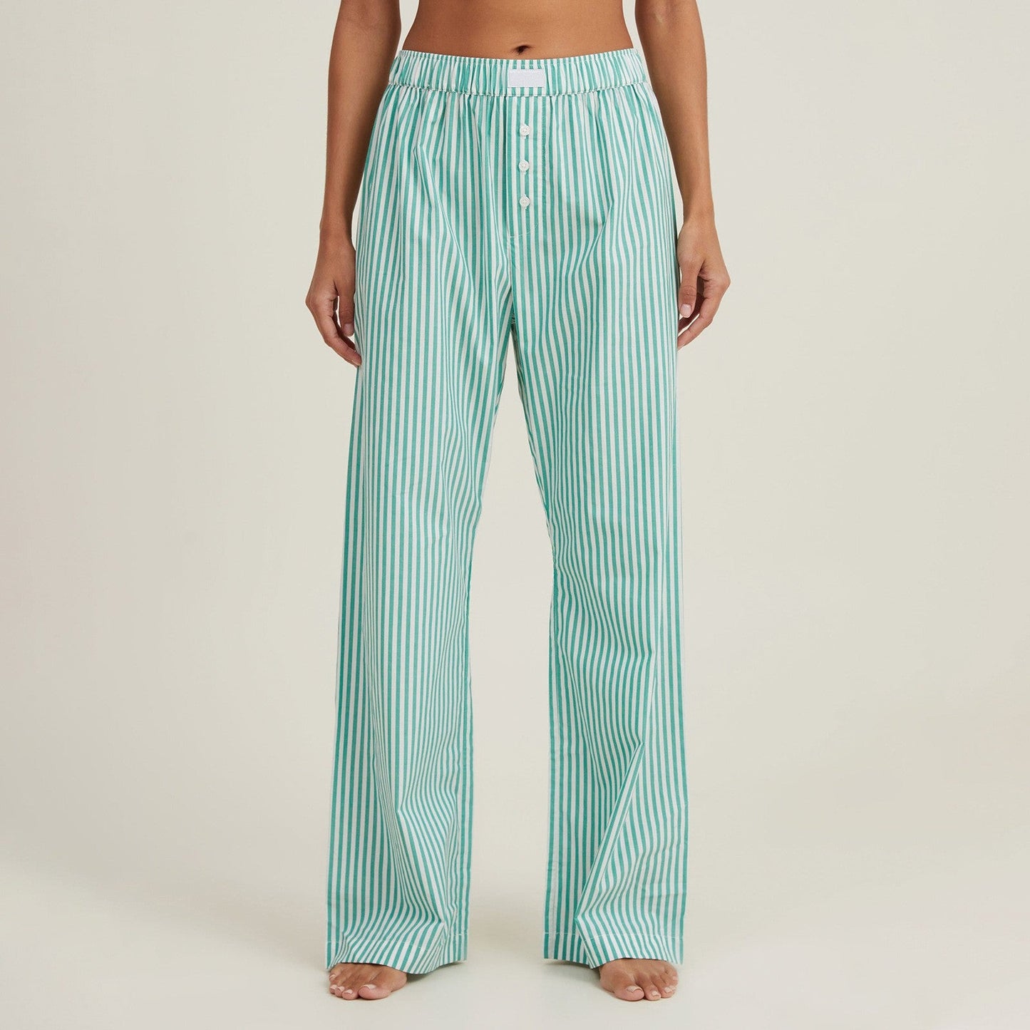 Women's lounge pants – Loose fit – Elastic waistband – Stripes – Breathable fabric