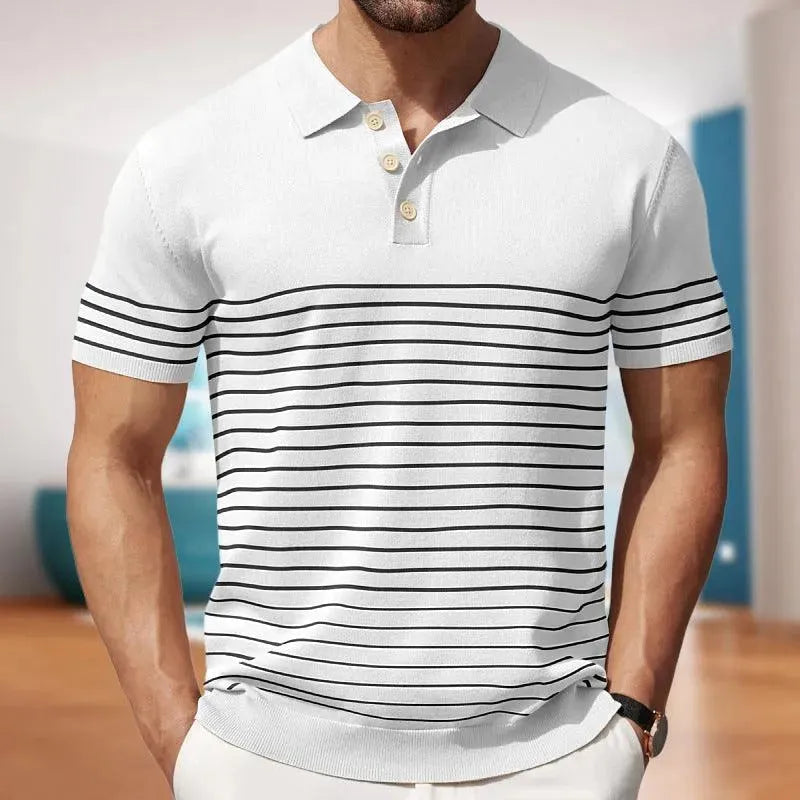 Men's polo – Soft knit – Classic fit – Short sleeves – Casual striped style