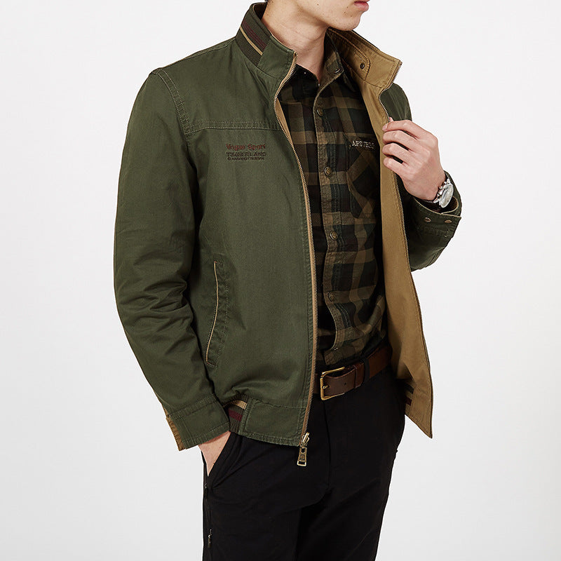 Men's jacket – Regular fit – Breathable fabric – Reversible – Zipped stand-up collar