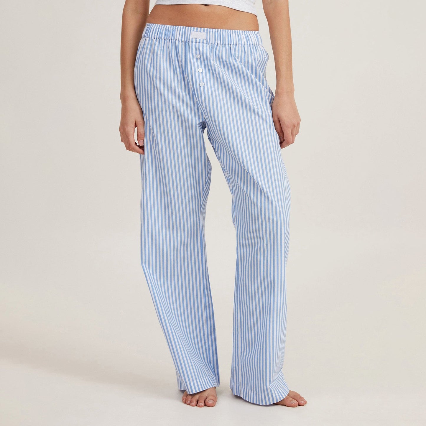 Women's lounge pants – Loose fit – Elastic waistband – Stripes – Breathable fabric