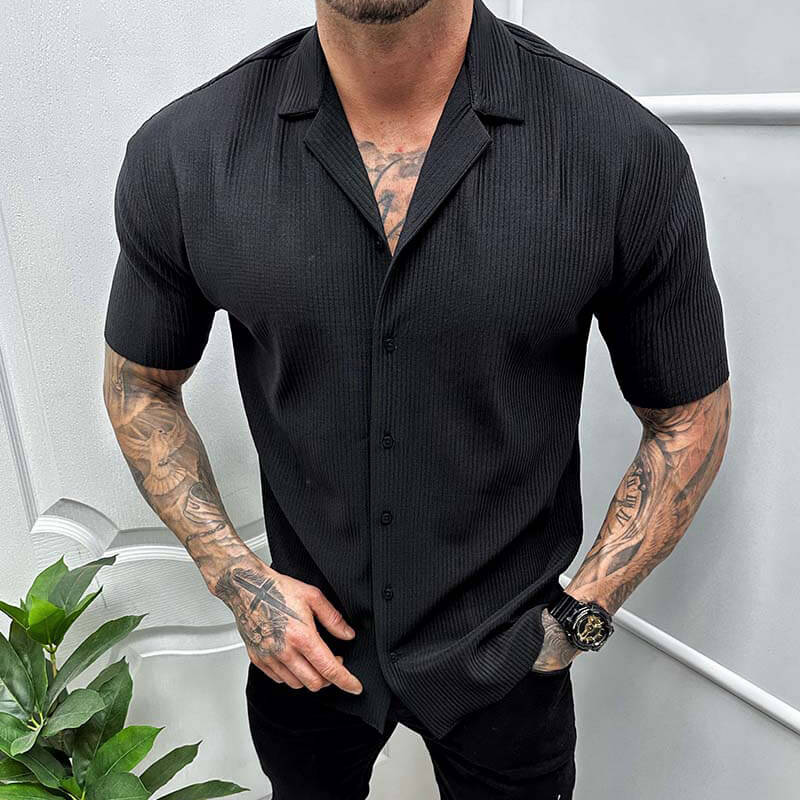 Men's short-sleeve shirt – Straight cut – Breathable fabric – Classic collar