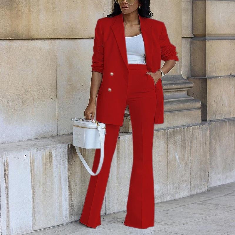 Ensemble Pantalon Blazer Femme – Coupe Décontractée – Taille Haute – Tissu Respirant