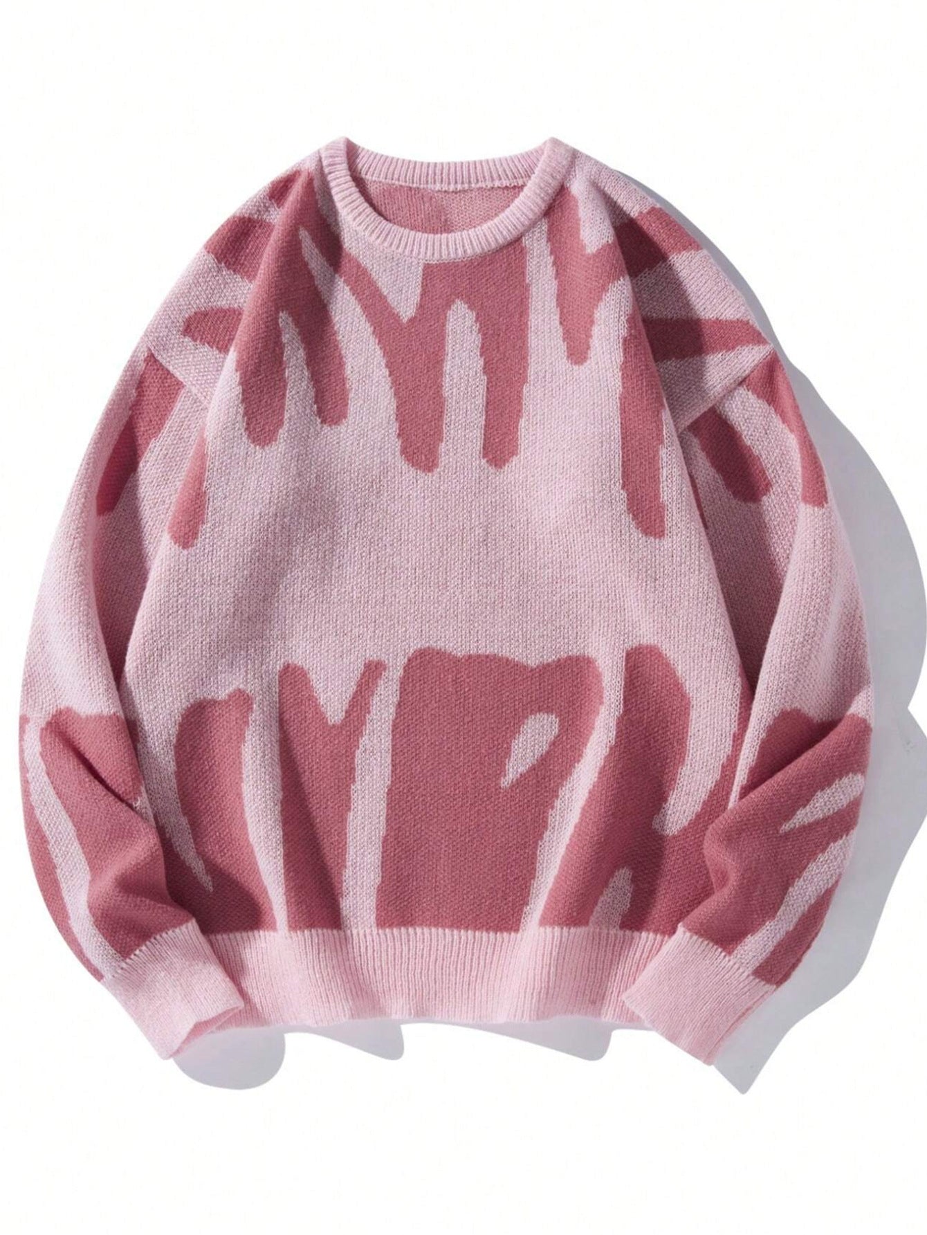 Pull femme – Maille douce – Coupe ample – Motif jacquard – Col rond côtelé – Manches longues