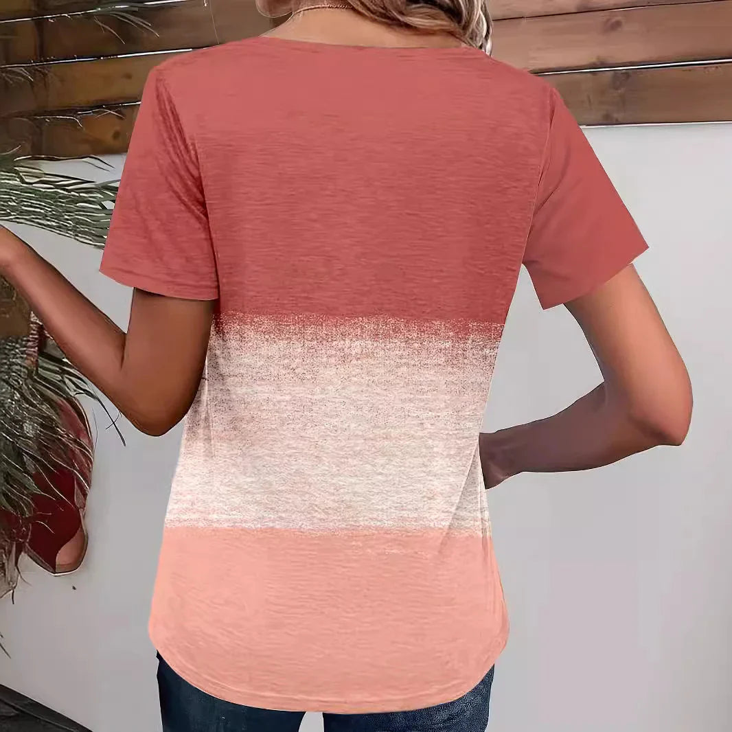 Women's short sleeve top – Square neckline – Flowing cut – Lightweight cotton fabric