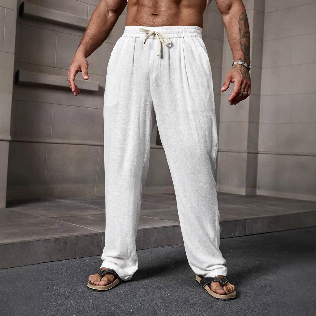Men's casual pants – Loose fit – Breathable fabric – Elastic waist