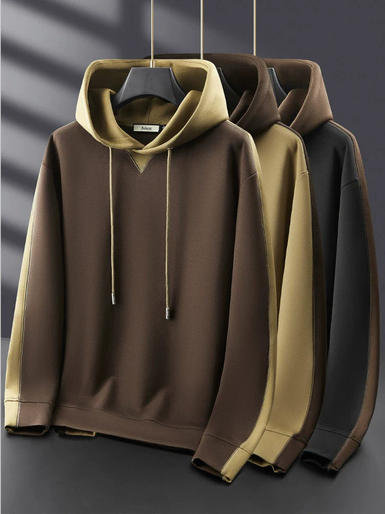 Men's Hoodie - Knit Fabric - Relaxed Fit - Long Sleeves - Two-Tone Hood