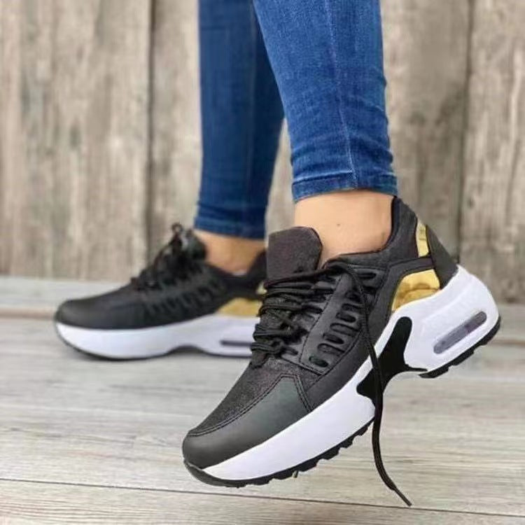 Chaussures de sport femme – Talon compensé – Maille respirante – Lacets confortables