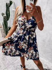 Robe femme sans manches – Coupe fluide – Taille élastique – Imprimé fleuri