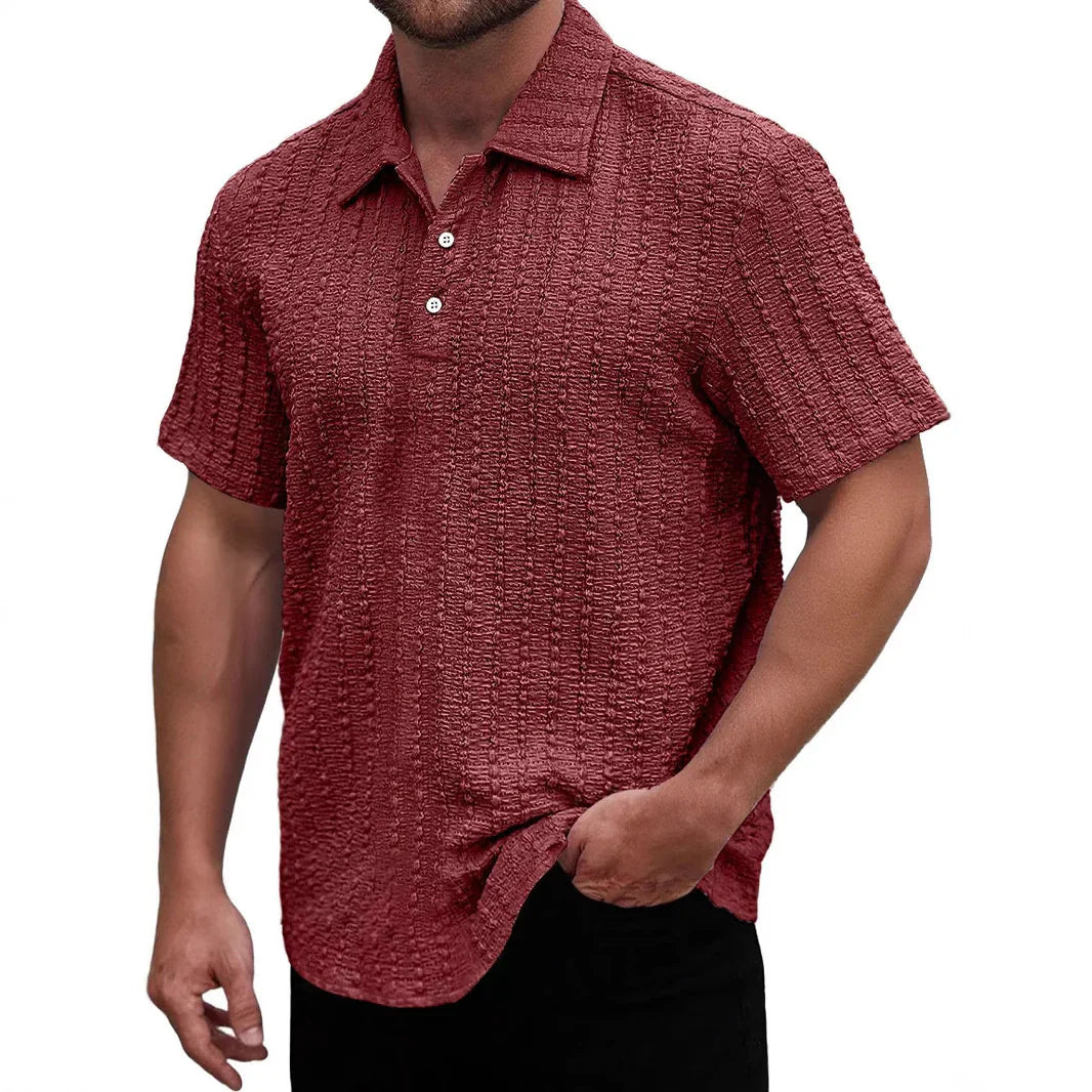 Men's polo – Regular fit – Textured knit – Short sleeves – Breathable fabric