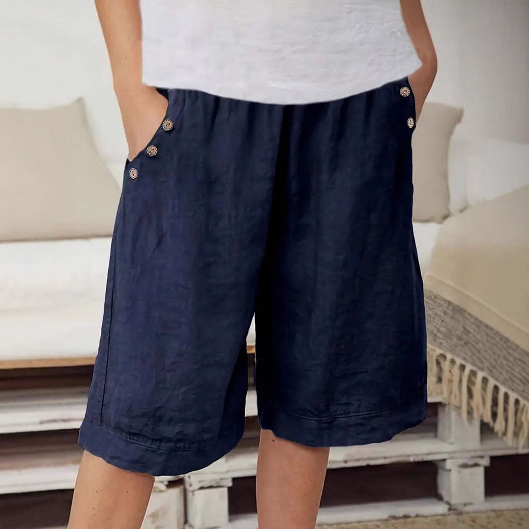 Women's shorts – Relaxed fit – Elastic waist – Breathable natural fibers