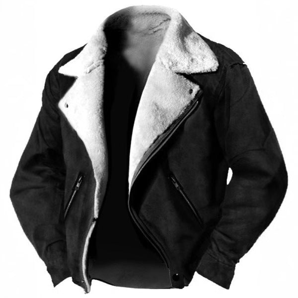Veste en daim homme – Coupe structurée – Doublure shearling – Col rétro zippé