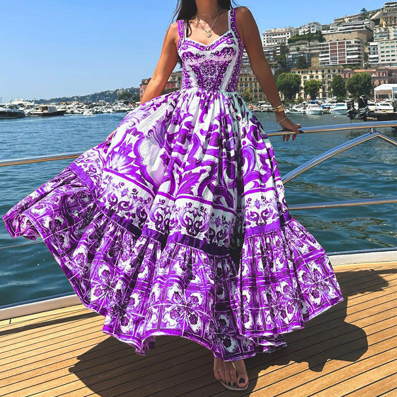 Dress long for women – Fabric Breathable – Cut Fluid – Skirt Ruffles – Print Elegant