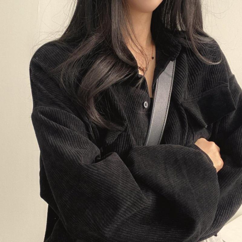 Veste chemise femme – Coupe oversize – Manches longues – Boutonnée