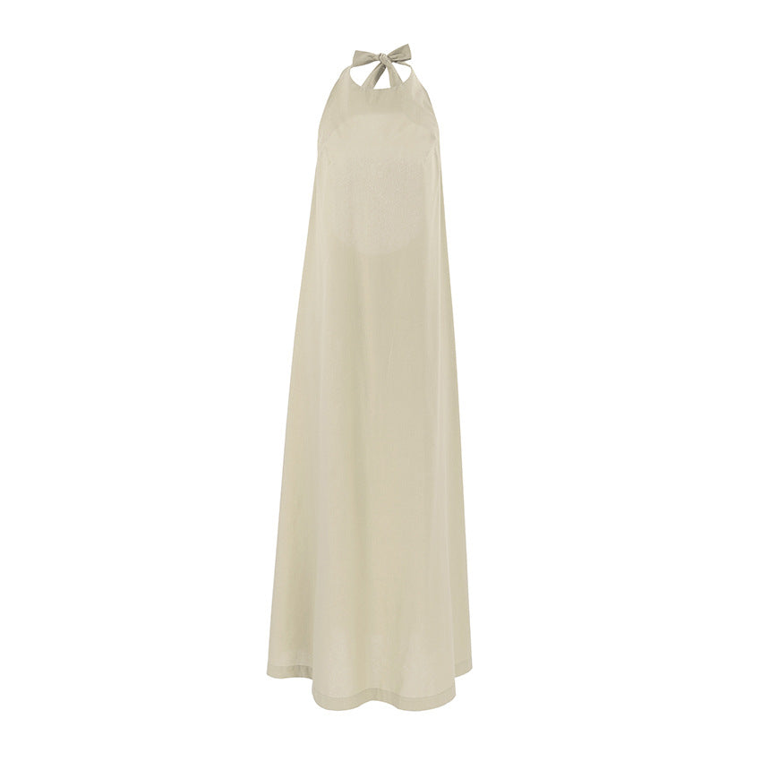 Robe longue femme – Coupe ample fluide – Décolleté dos nu – Linnen coton respirant