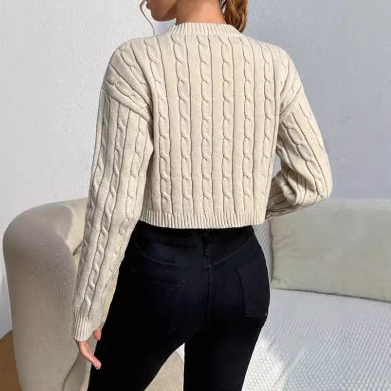 Pull femme – Coupe ajustée – Court – Manches longues