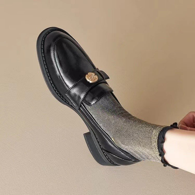 Mocassins femme – Bout rond – Bride penny détail doré – Semelle épaisse