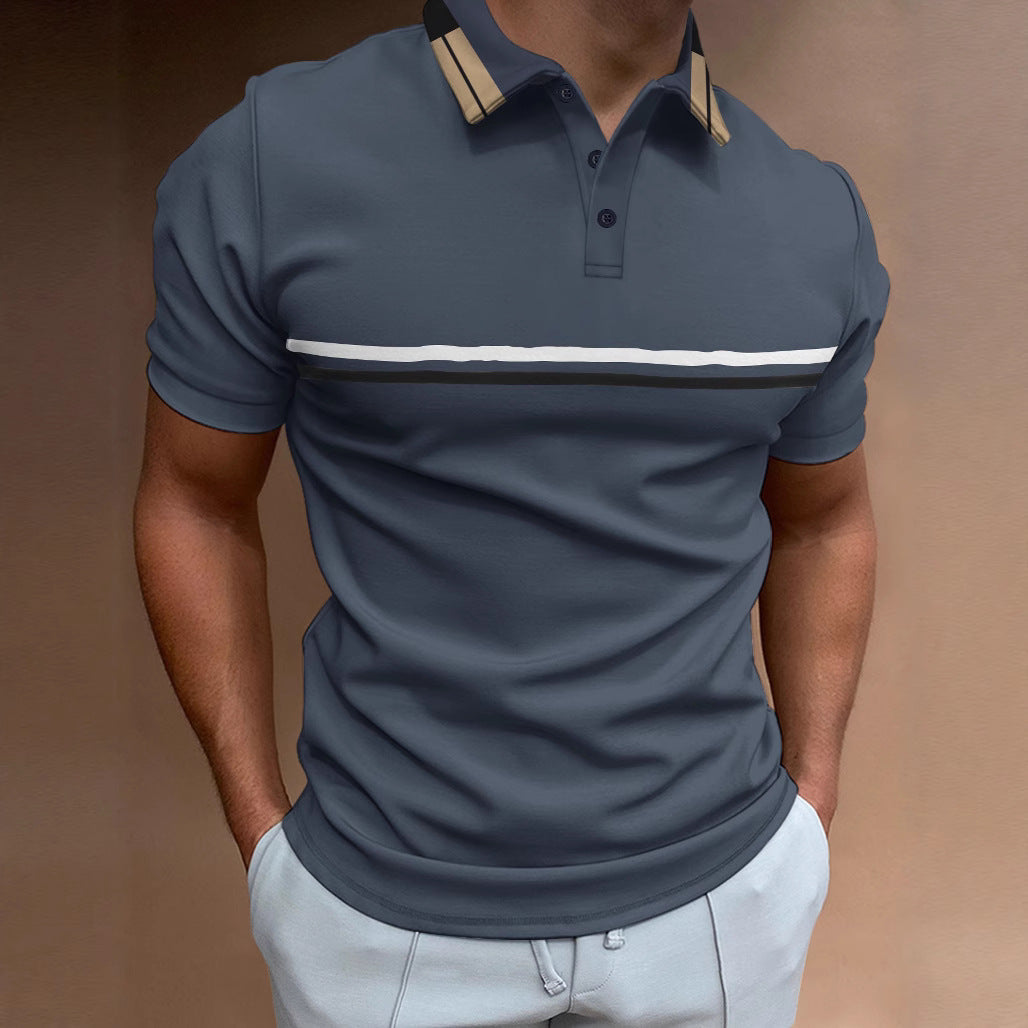 Men's polo – Slim fit – Short sleeves – Breathable fabric – Elegant chest stripe