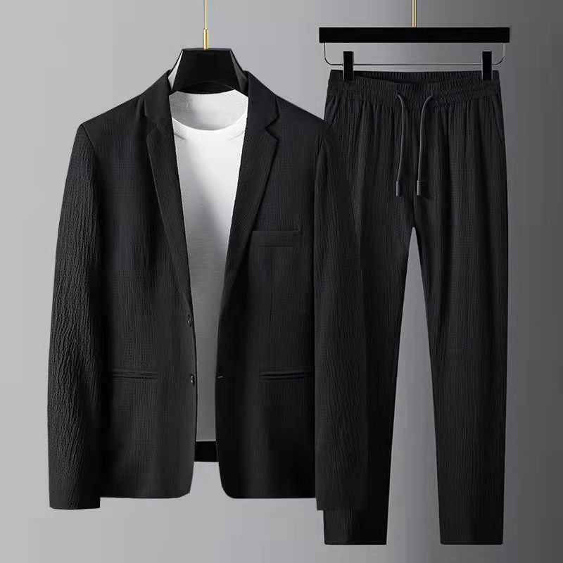 Men's suit – Slim blazer and regular pants – Breathable fabric – Casual chic style