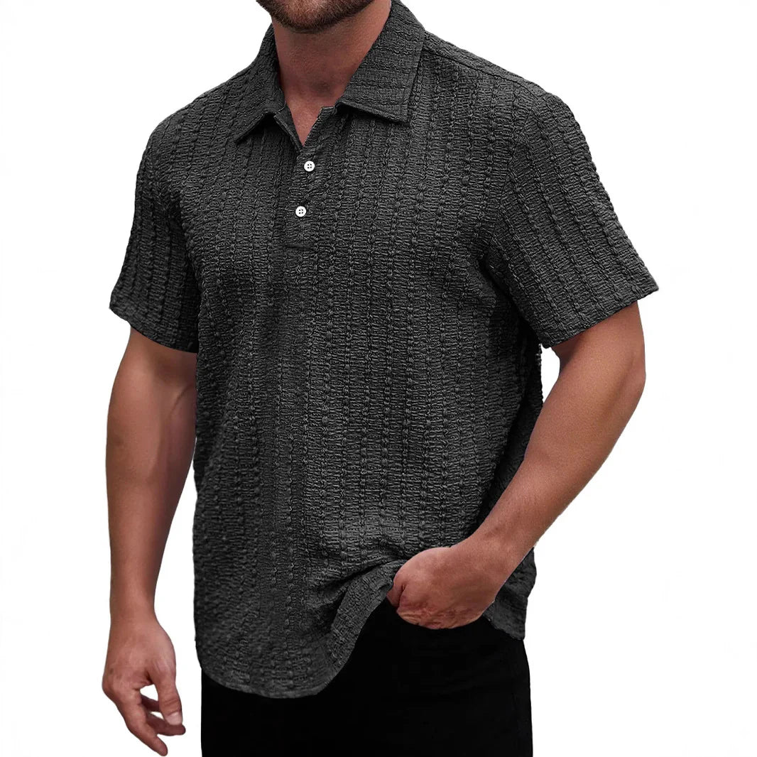 Men's polo – Regular fit – Textured knit – Short sleeves – Breathable fabric