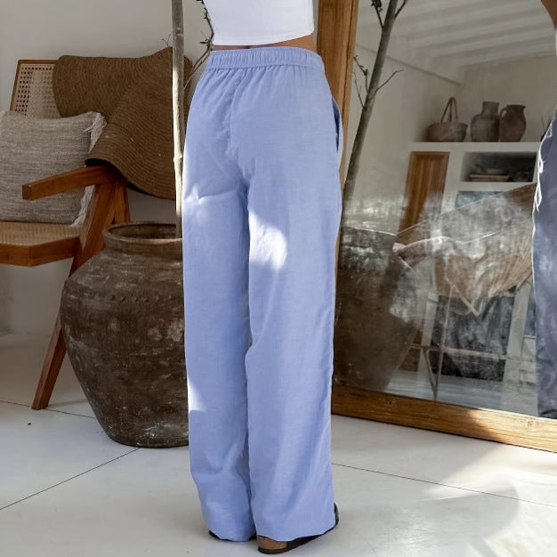 Wide women's pants – High waist – Breathable fabric – Elegant flowing cut
