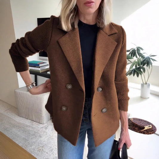 Women's blazer – Oversized fit – Double-breasted – Ribbed sleeves – Soft fabric