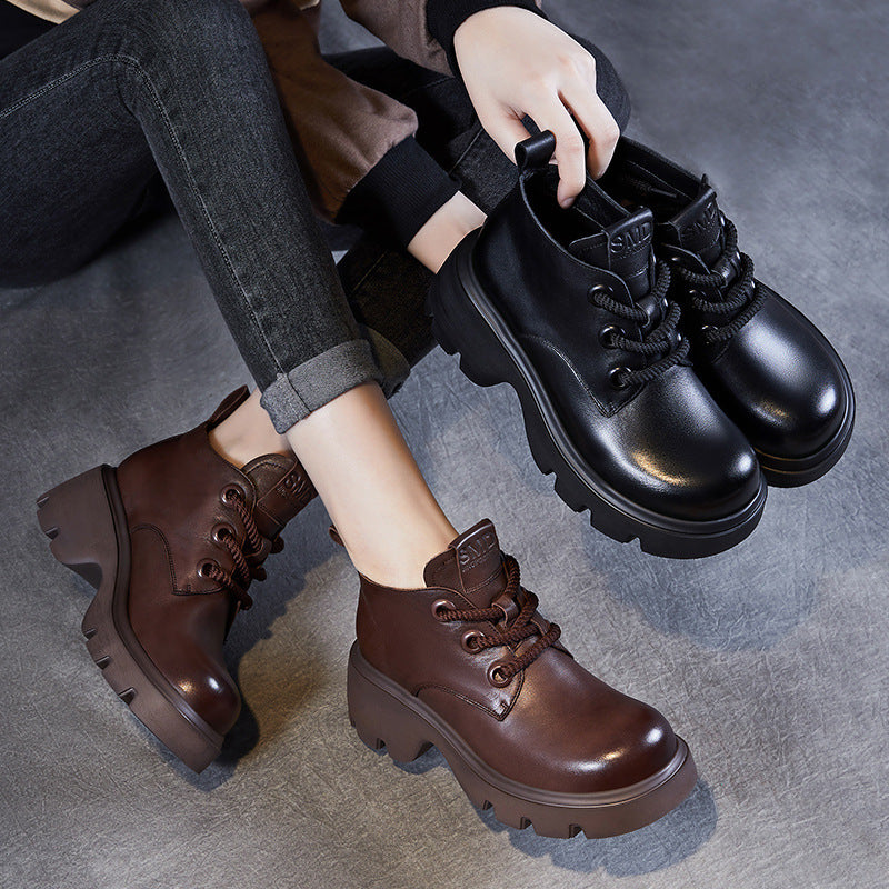 Boots Femme – Montantes à Lacets – Semelle Chunky Antidérapante