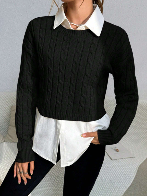 Pull femme – Coupe ajustée – Court – Manches longues