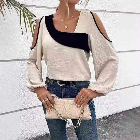 Women's top – Relaxed fit – Soft knit – Bare shoulders – Asymmetrical design