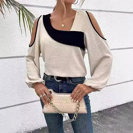 Women's top – Relaxed fit – Soft knit – Bare shoulders – Asymmetrical design