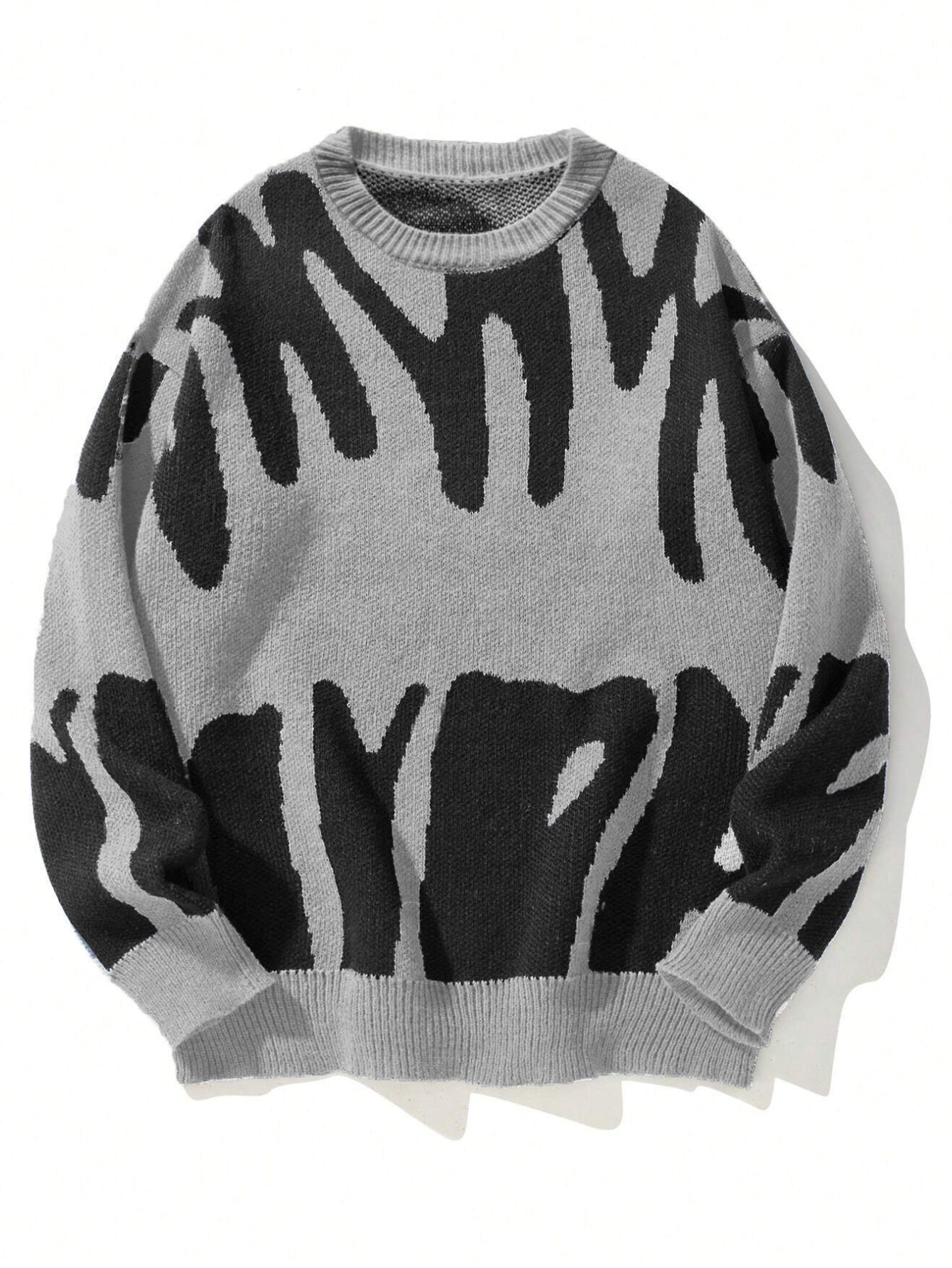 Pull femme – Maille douce – Coupe ample – Motif jacquard – Col rond côtelé – Manches longues