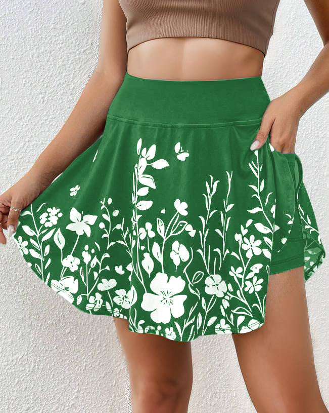 Women's skort – Floral print – Elastic waistband – Comfortable flowing fit