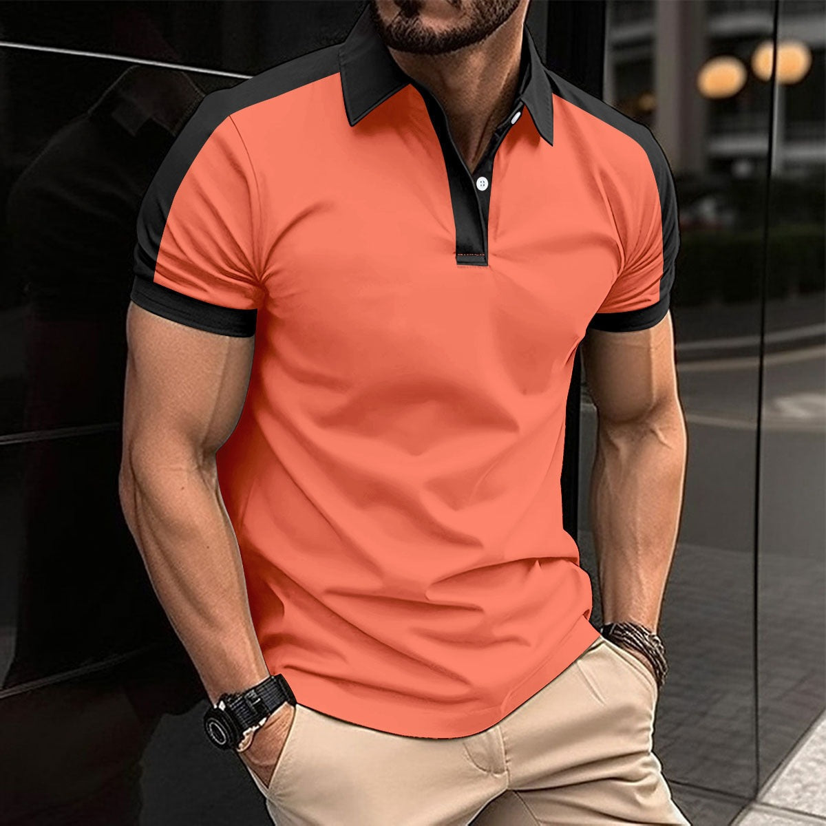 Men's polo – Slim fit – Natural fibers – Stylish contrasting collar