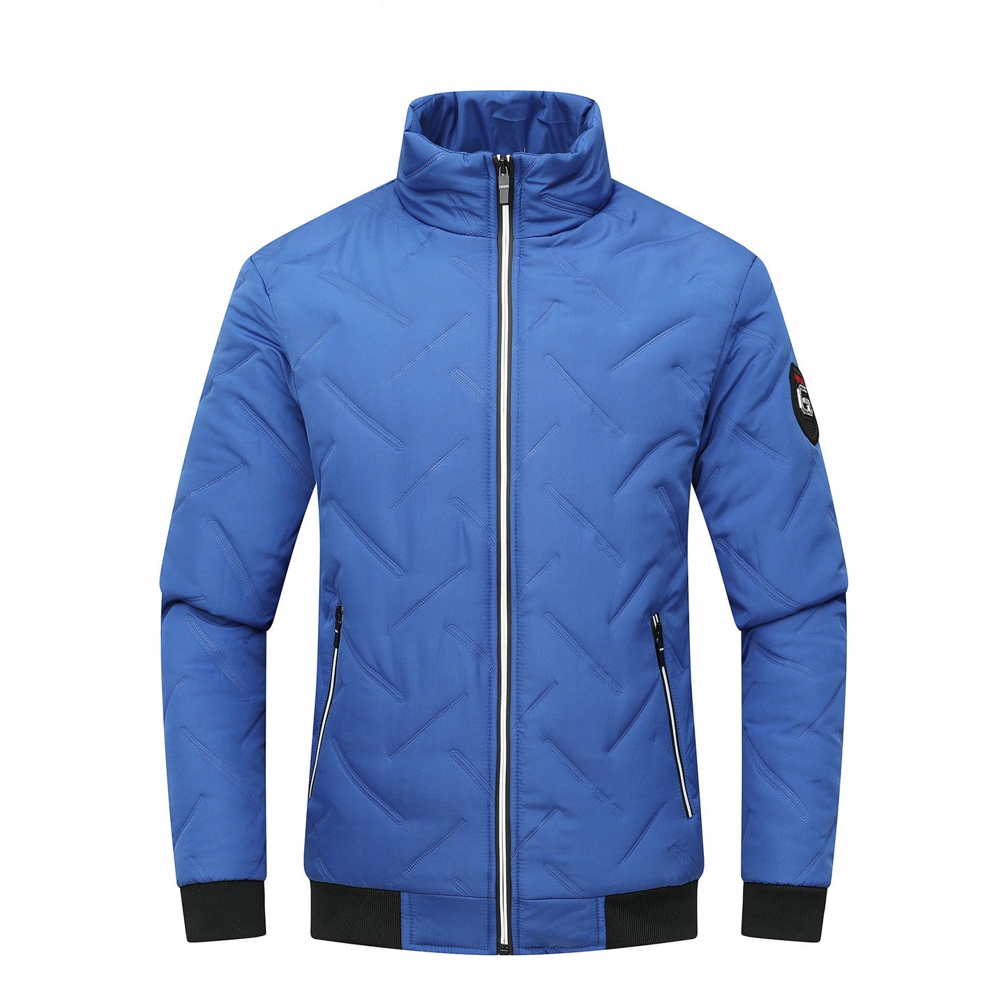 Men's quilted jacket – Slim fit – Stand-up collar – Zipped pockets – Ribbed finish