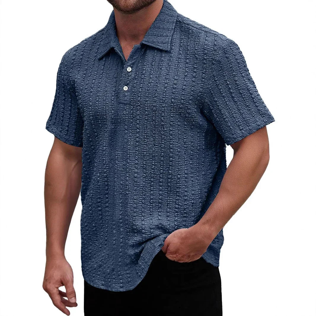 Men's polo – Regular fit – Textured knit – Short sleeves – Breathable fabric