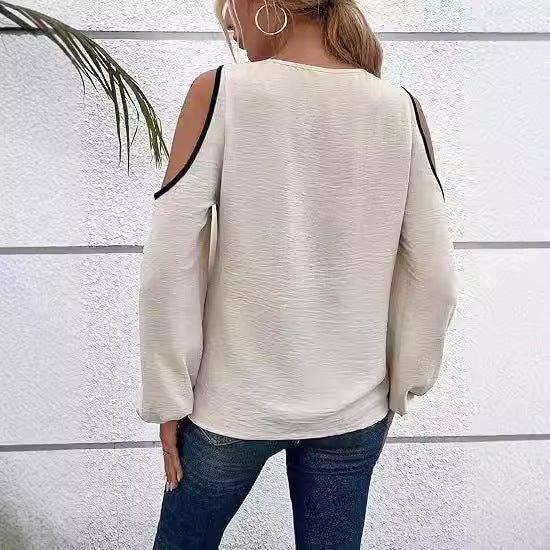 Women's top – Relaxed fit – Soft knit – Bare shoulders – Asymmetrical design