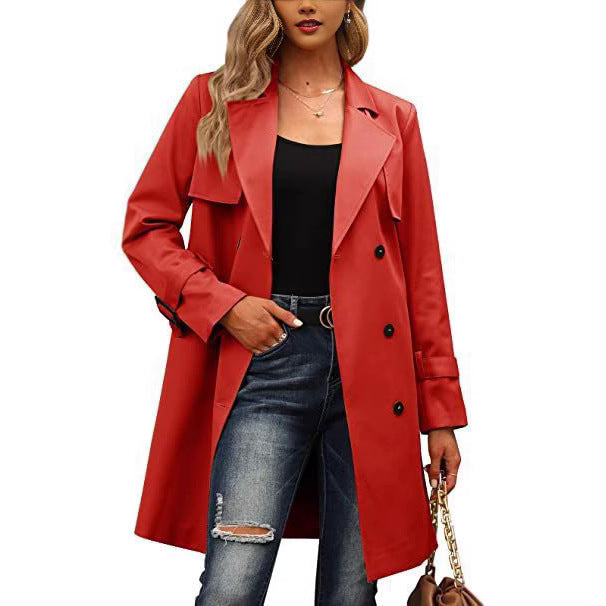 Long women's coat – Blended wool – Fitted cut – Elegant double-breasted fastening