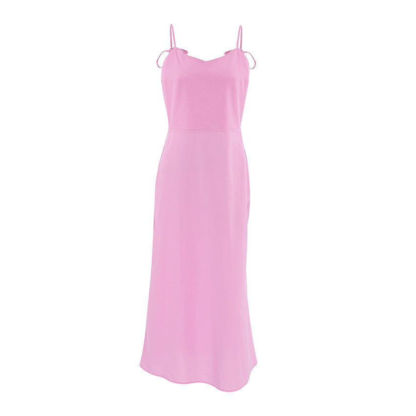 Robe longue femme – Lin et coton – Coupe évasée fluide – Bretelles réglables