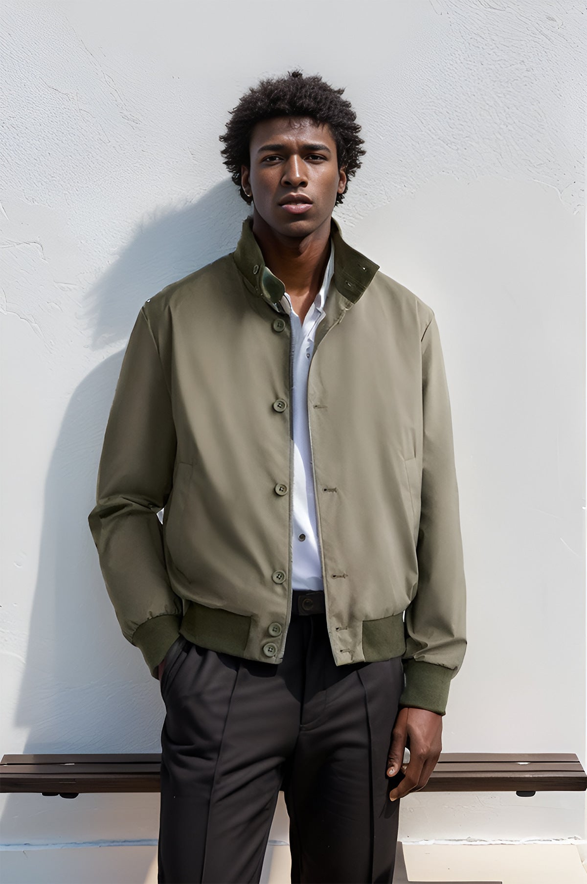 Men's bomber jacket – Slim fit – Lightweight breathable – Front button closure