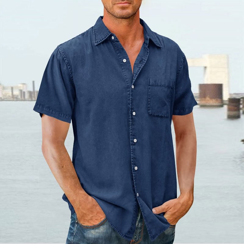 Chemise homme manches courtes – Coupe décontractée – Tissu respirant – Col classique