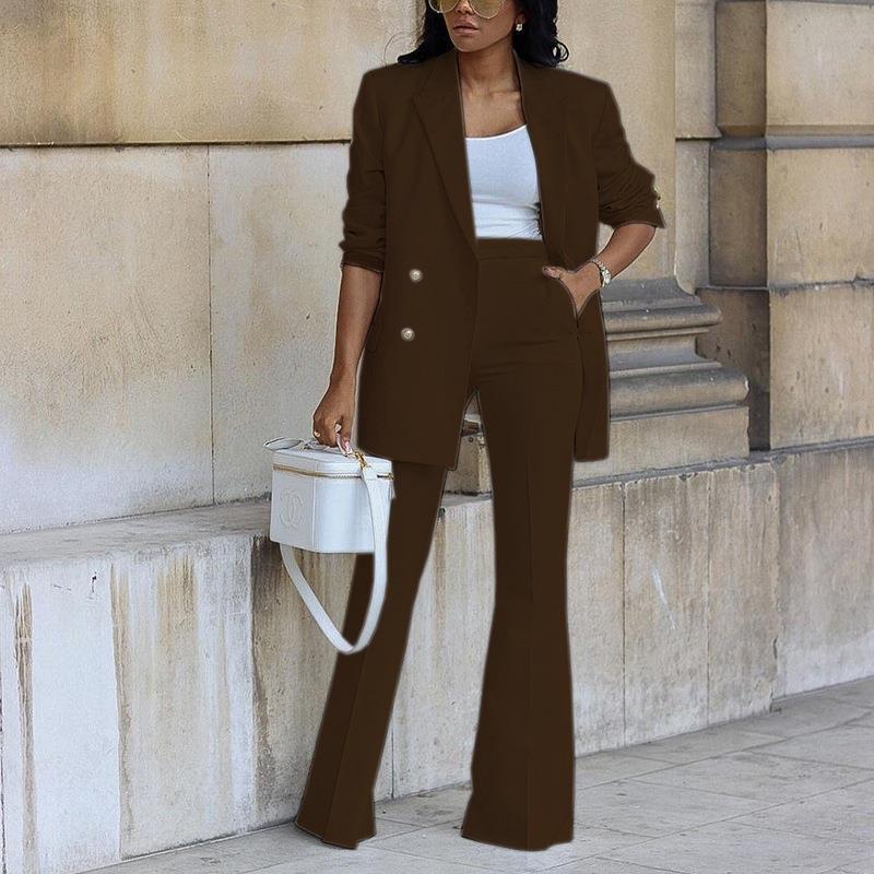 Ensemble Pantalon Blazer Femme – Coupe Décontractée – Taille Haute – Tissu Respirant